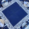 Quilted cotton table cover "Avignon" blue and white