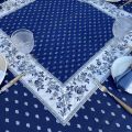 Quilted cotton table cover "Avignon" blue and white