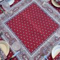 Quilted cotton table cover "Bastide" red and grey