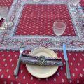 Quilted cotton table cover "Bastide" red and grey