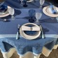 Nappe carrée Sud Etoffe, Jacquard polyester "Alicante" marine