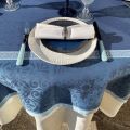 Nappe carrée Sud Etoffe, Jacquard polyester "Alicante" marine