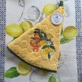 Embrodery round hand towel "Lemons and oranges" yellow