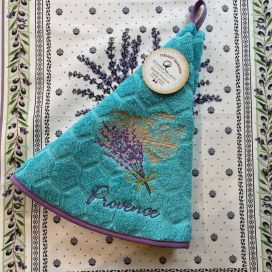 Embrodery round hand towel "Provence" turquoise