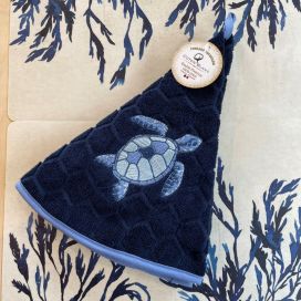 Embrodery round hand towel "Turtle" blue