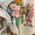Tessitura Toscana Telerie, square linen tablecloth "Pesciflora"
