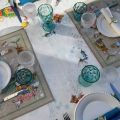 Tessitura Toscana Telerie, square linen tablecloth "Pesciflora"