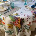 Tessitura Toscana Telerie, square linen tablecloth "Pesciflora"