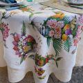 Tessitura Toscana Telerie, square linen tablecloth "Pesciflora"