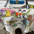 Tessitura Toscana Telerie, square linen tablecloth "Pesciflora"