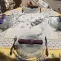 Rectangular Jacquard tablecloth lavandes et Olives "Castillon" yellow and lavande