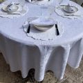 Nappe rectangulaire damassée en jacquard "Delft" blanc
