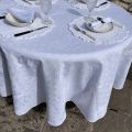 Nappe rectangulaire damassée en jacquard "Delft" blanc