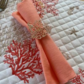 Bronze metal Table napkin ring "Corail and seahorse"