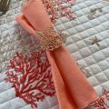Bronze metal Table napkin ring "Corail and seahorse"