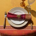 Serviette de table Jacquard "Cassis" orange et rouge, Tissus Toselli