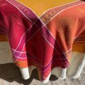 Nappe rectangulaire Jacquard "Cassis" orange et rouge, fuchsia, Tissus Toselli