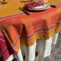 Nappe rectangulaire Jacquard "Cassis" orange et rouge, fuchsia, Tissus Toselli
