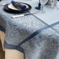 Square Jacquard polyester tablecloth "Indira" blue  from "Sud Etoffe"