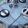 Rectangular Jacquard polyester tablecloth "Indira" blue  from "Sud Etoffe"