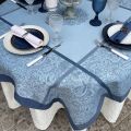 Nappe rectangulaire Sud Etoffe Jacquard polyester "Indira" bleue