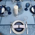 Nappe rectangulaire Sud Etoffe Jacquard polyester "Indira" bleue