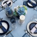 Nappe rectangulaire Sud Etoffe Jacquard polyester "Indira" bleue