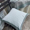 Provence Jacquard cushion cover "Alpilles" ecru and green from Tissus Toselli in Nice