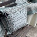Provence Jacquard cushion cover "Alpilles" ecru and green from Tissus Toselli in Nice
