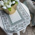 Webbed table runner "Alpilles" ecru and green Tissus Tosseli