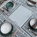 Rectangular Jacquard tablecloth "Alpilles" ecru and green