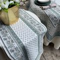Rectangular Jacquard tablecloth "Alpilles" ecru and green