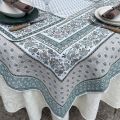 Rectangular Jacquard tablecloth "Alpilles" ecru and green