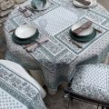 Rectangular Jacquard tablecloth "Alpilles" ecru and green