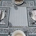 Rectangular Jacquard tablecloth "Alpilles" ecru and green