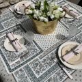 Rectangular Jacquard tablecloth "Alpilles" ecru and green