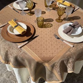 Nappe rectangulaire Sud Etoffe, Jacquard polyester "Alicante" kaki