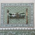 Set de table matelassé cadré "Bastide" écru et vert fond vert, Marat d'Avignon