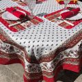 Rectangular centred tablecloth in cotton "Avignon" red and yellow from Tissus Toselli
