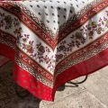 Rectangular centred tablecloth in cotton "Avignon" red and yellow from Tissus Toselli