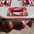 Rectangular centred tablecloth in cotton "Avignon" red and yellow from Tissus Toselli