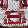 Rectangular centred tablecloth in cotton "Avignon" red and yellow from Tissus Toselli