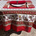 Rectangular centred tablecloth in cotton "Avignon" red and yellow from Tissus Toselli