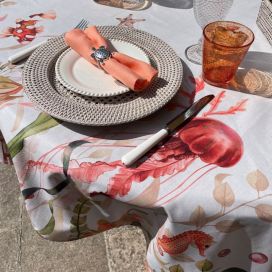 Nappe rectangulaire en coton enduit "Ocean"