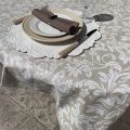 Rectangular coated cotton tablecloth "Versalles" ecru and beige