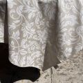 Rectangular coated cotton tablecloth "Versalles" ecru and beige