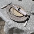 Rectangular coated cotton tablecloth "Mariella" ecru and grey