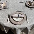 Nappe rectangulaire en coton enduit "Mariella" naturel et gris