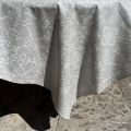 Rectangular coated cotton tablecloth "Mariella" ecru and grey