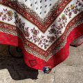 Rectangular placed tablecloth in coated cotton "Avignon" red and white